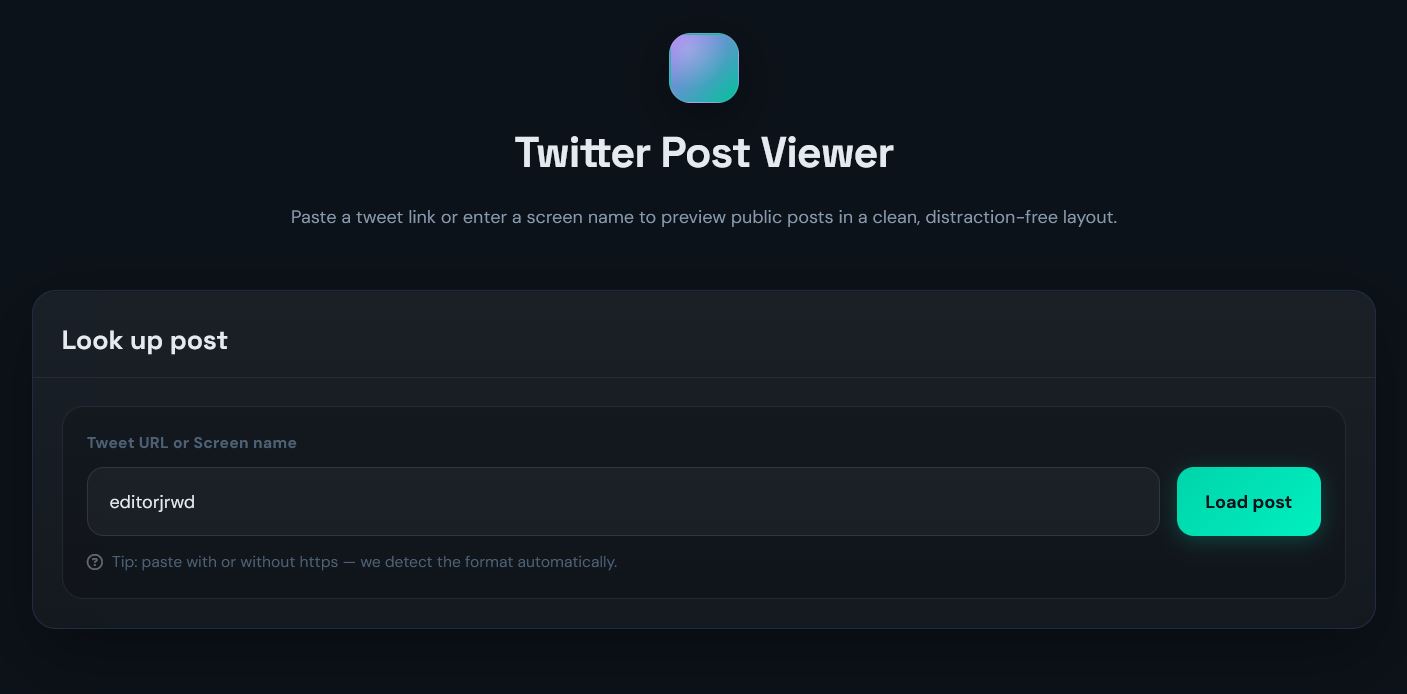 Twitter Post Viewer Preview