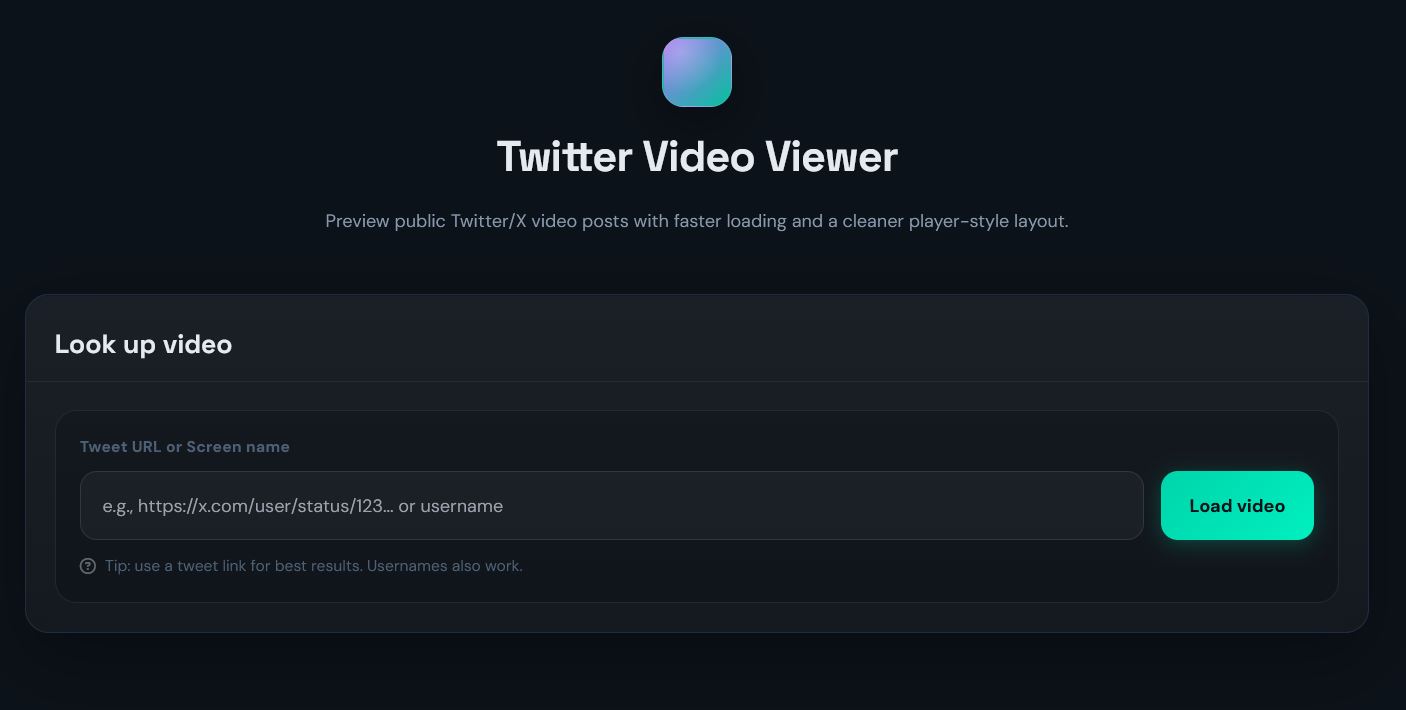 Twitter Video Viewer Preview